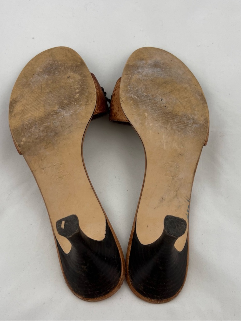 Vince Brown Suede Slide Mules with Floral Jewel Studs vintage size 11 - Picture 5 of 9